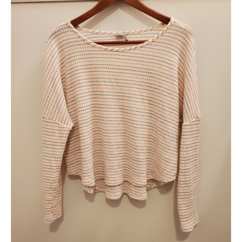 Paper Crane Waffle Knit Striped Top Size Medium